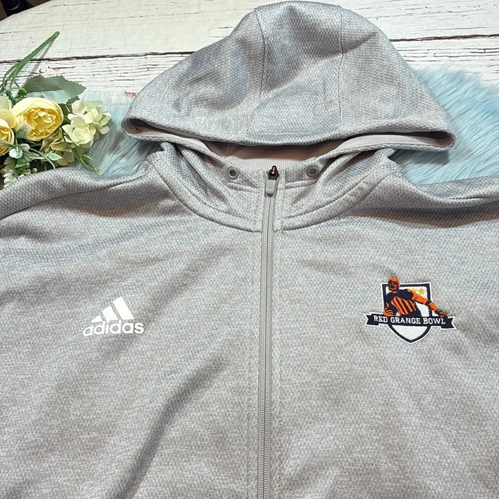 Adidas Red Orange Bowl Grey Full Zip Hoodie sz 2XL